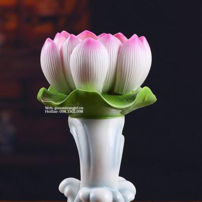 CHÂN SỨ ĐẾ NẾN HOA HỌA TIẾT HOA SEN